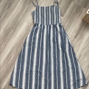 Old Navy Blue and White Striped Maxi Dress